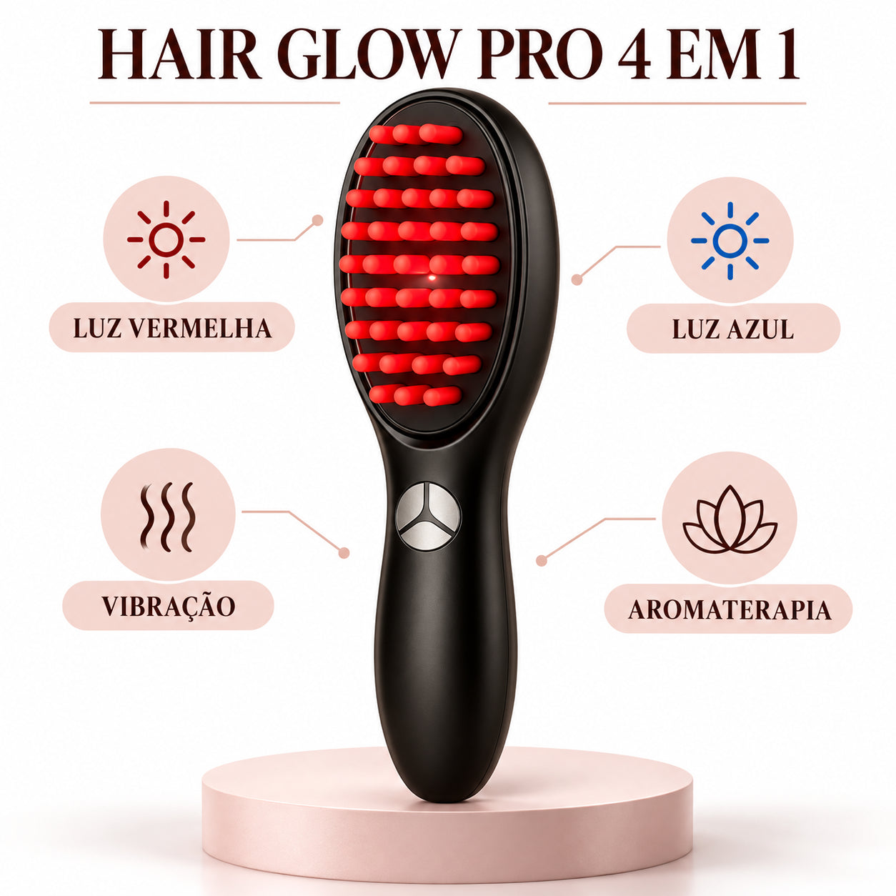 Kit Spa Capilar em Casa - Hair Glow Pro + Hair Spa Brush
