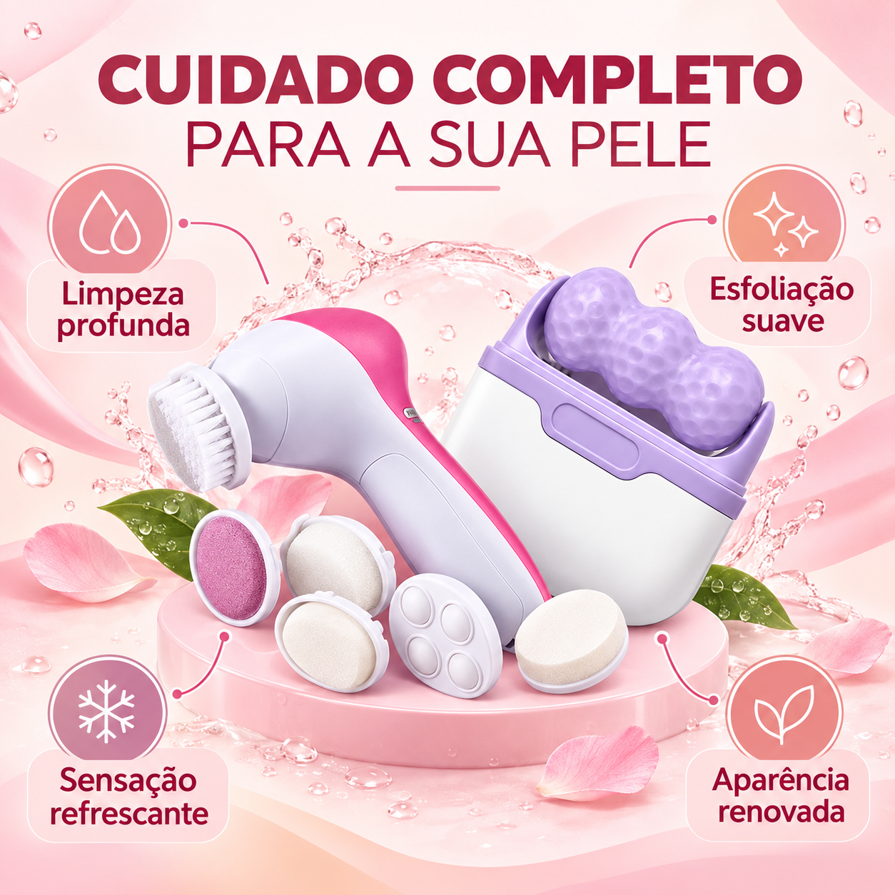 Face Clean Pro + Ice Roll 2 em 1 - Kit Pele Limpa & Revigorada