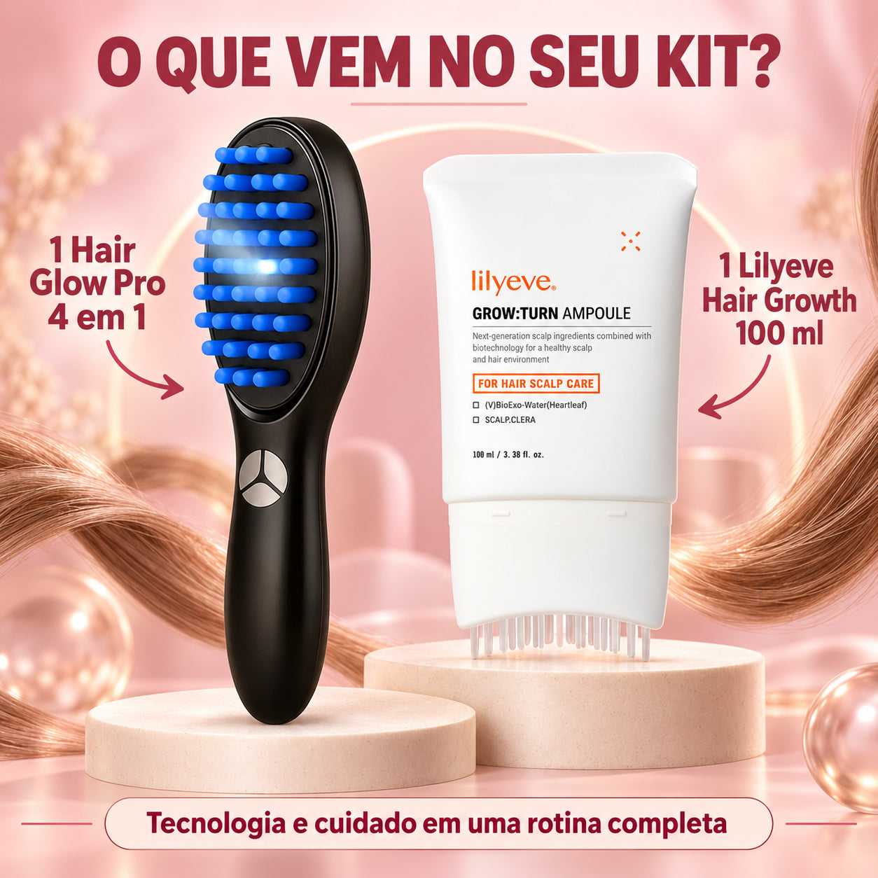 Hair Glow Pro + Lilyeve Hair Growth - Kit Crescimento Capilar