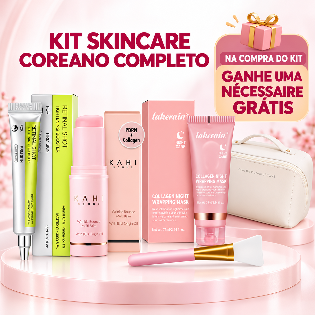Retinal Shot + Glow Stick + Máscara Skin Collagen - KIT SKINCARE COREANO COMPLETO