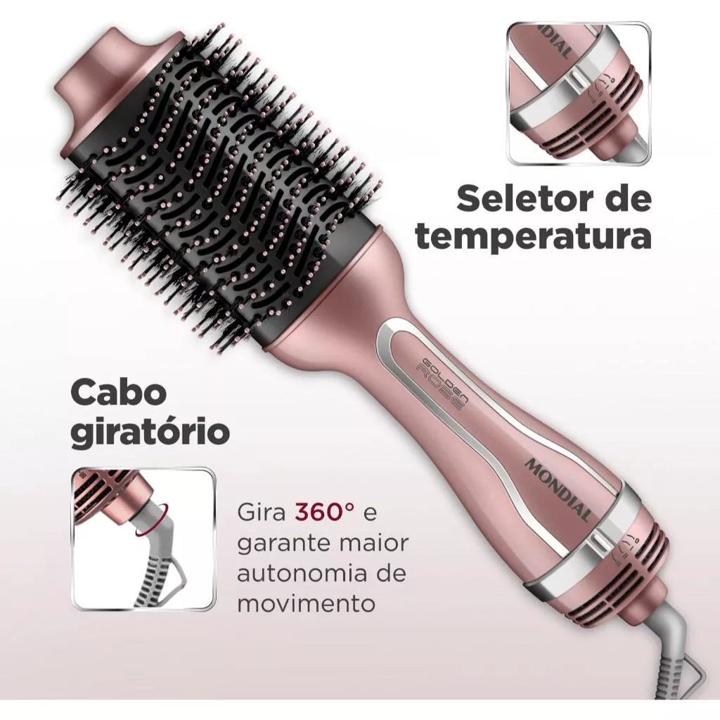 Escova Secadora Golden Rose 3 em 1