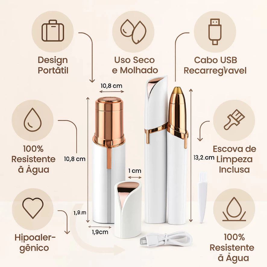 Kit Magic Face - Depilador Facial + Depilador Sobrancelha Portátil