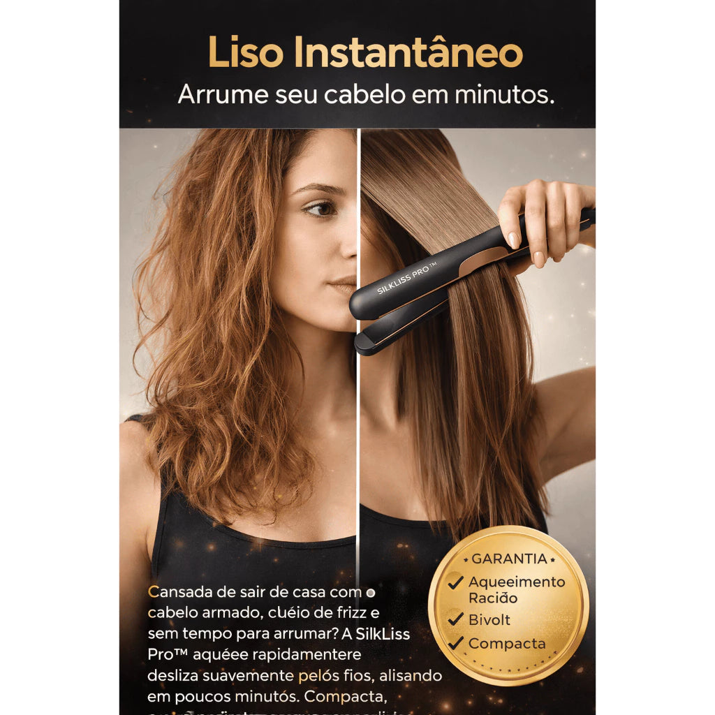 SilkLiss Pro - Chapinha Prancha Alisadora de Cabelo Profissional Bivolt 50W Compacta