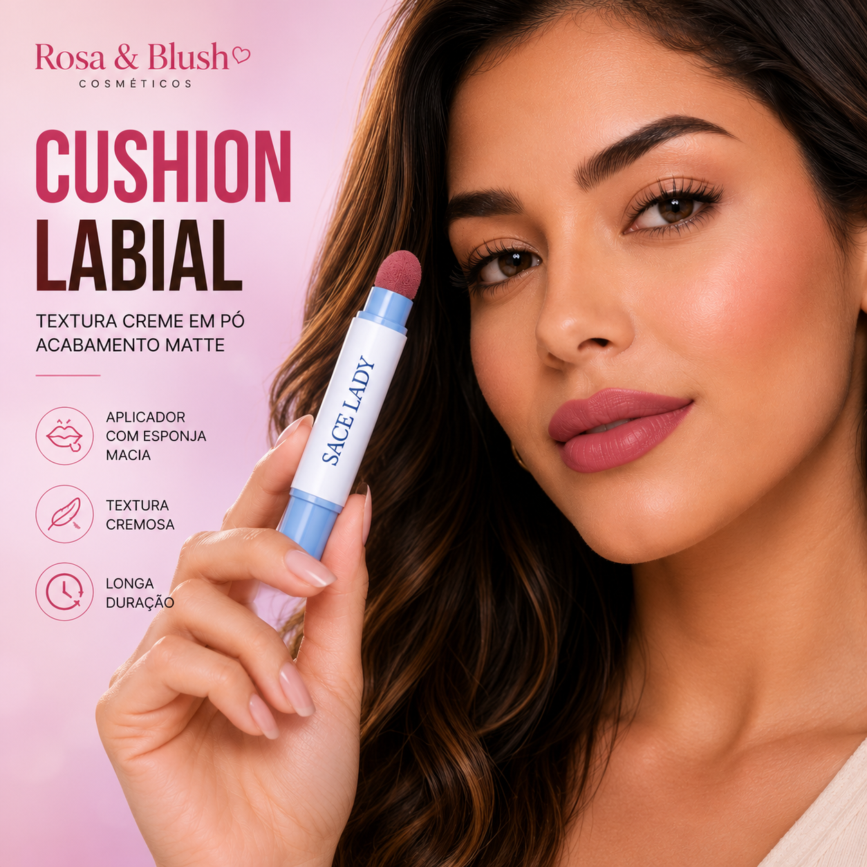 Cushion SACE LADY 3 em 1 - Batom, Blush e Sombra