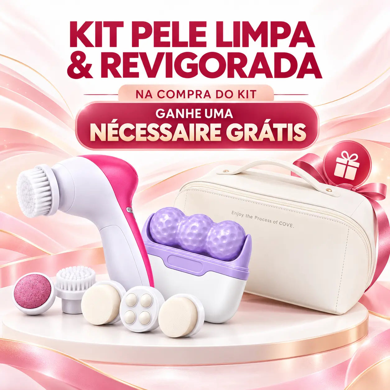 Face Clean Pro + Ice Roll 2 em 1 - Kit Pele Limpa & Revigorada