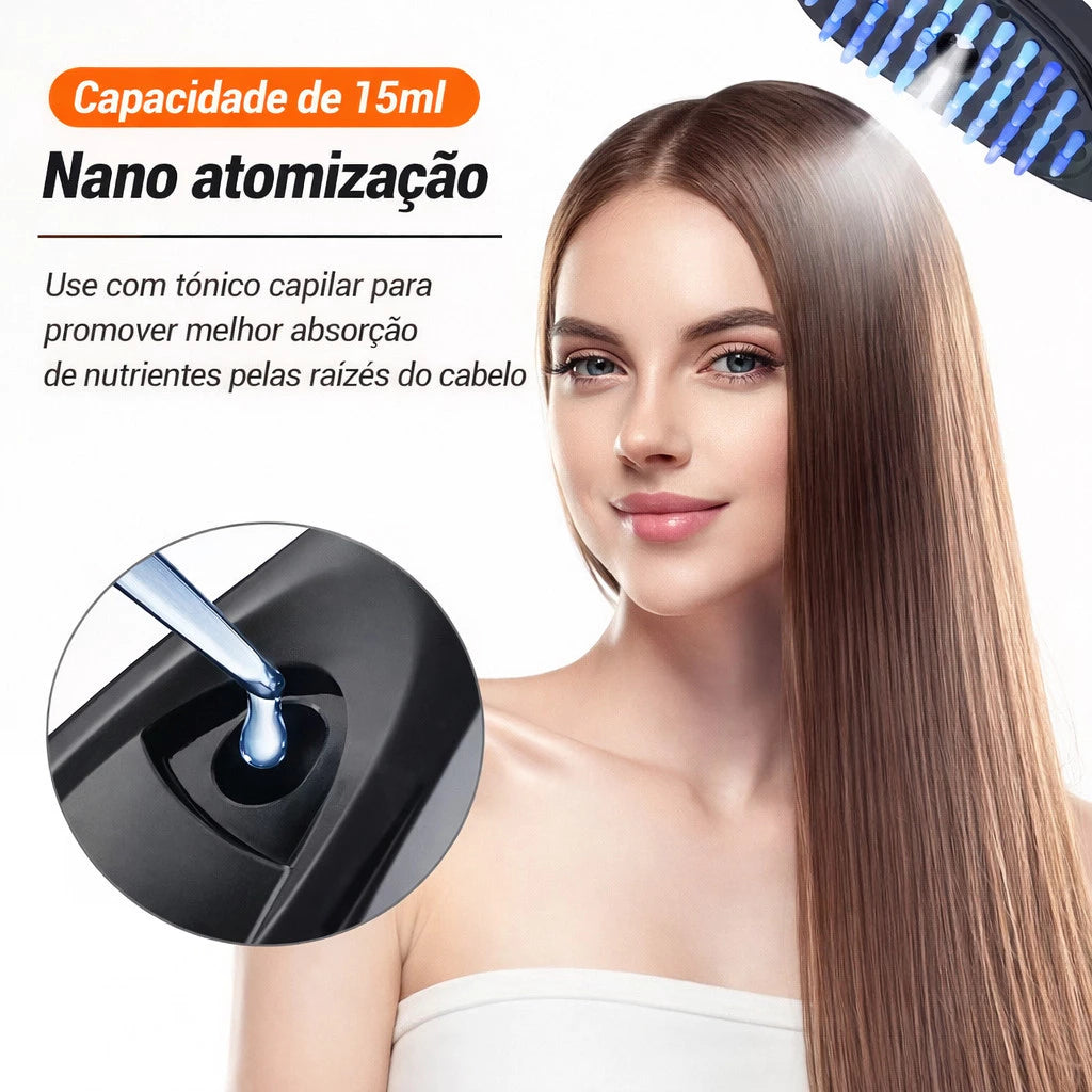 HairGlow Pro 4 em 1 - Escova de Terapia Capilar - Evita Quedas de Cabelo