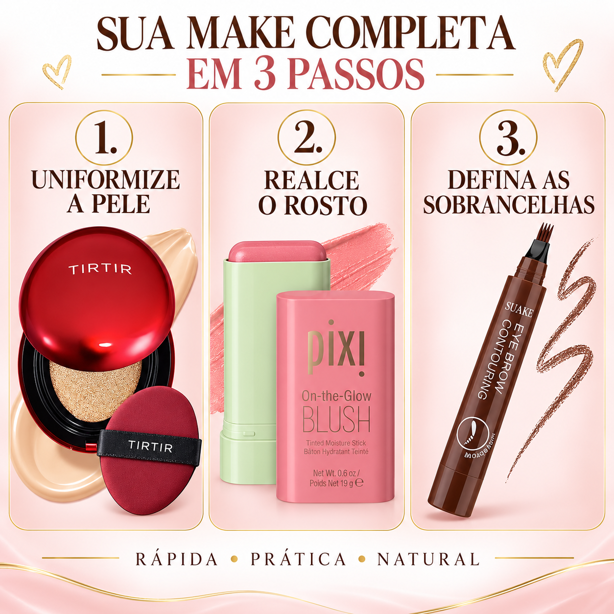 Base TIRTIR + Pixi Blush + Fio Magic - Kit Make Completa