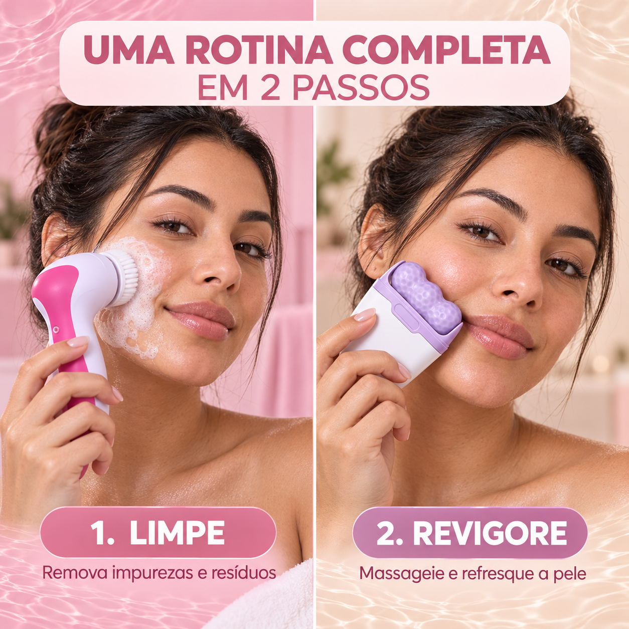 Face Clean Pro + Ice Roll 2 em 1 - Kit Pele Limpa & Revigorada