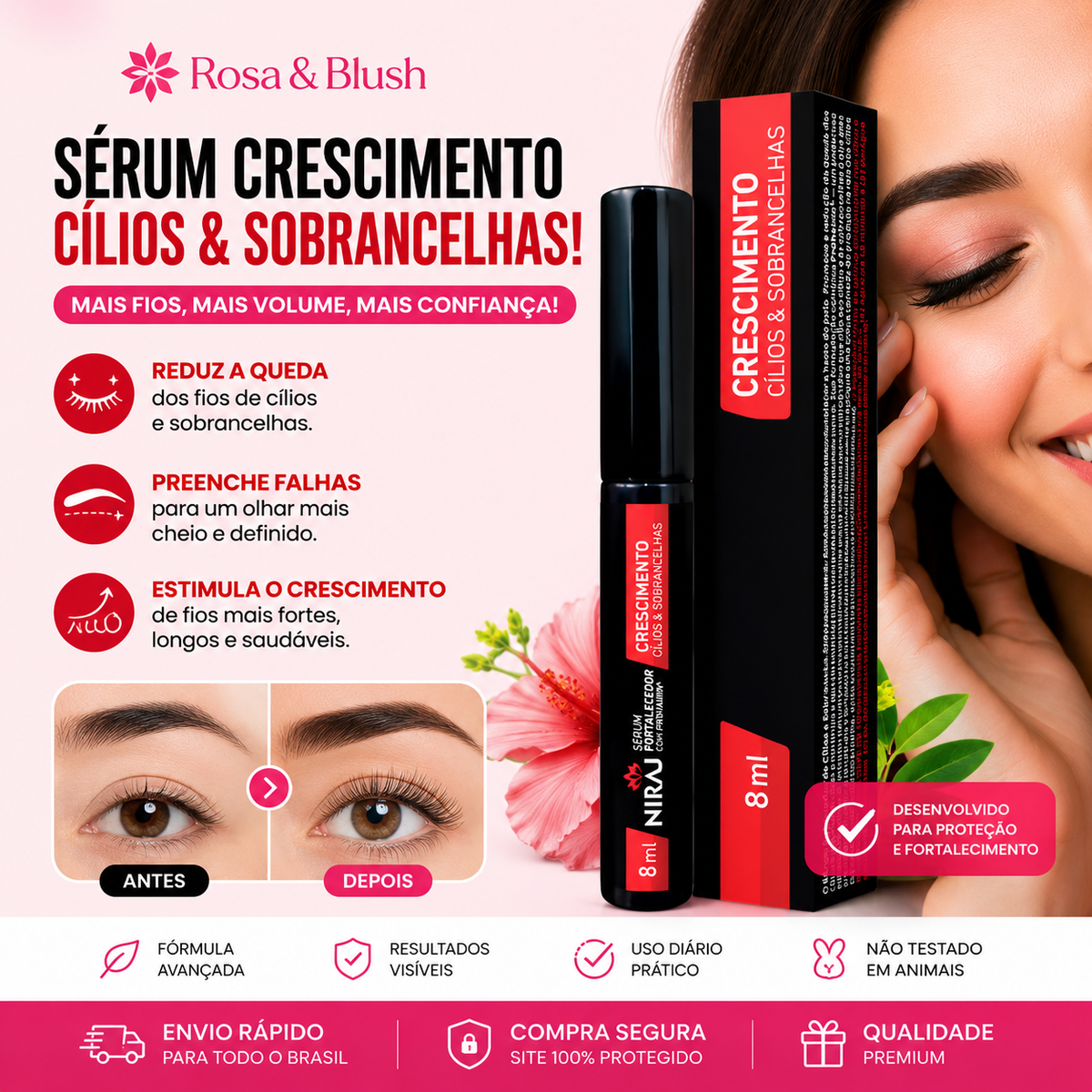 Niraj Prohairin 2 em 1 - Sérum Crescimento Cílios e Sobrancelhas
