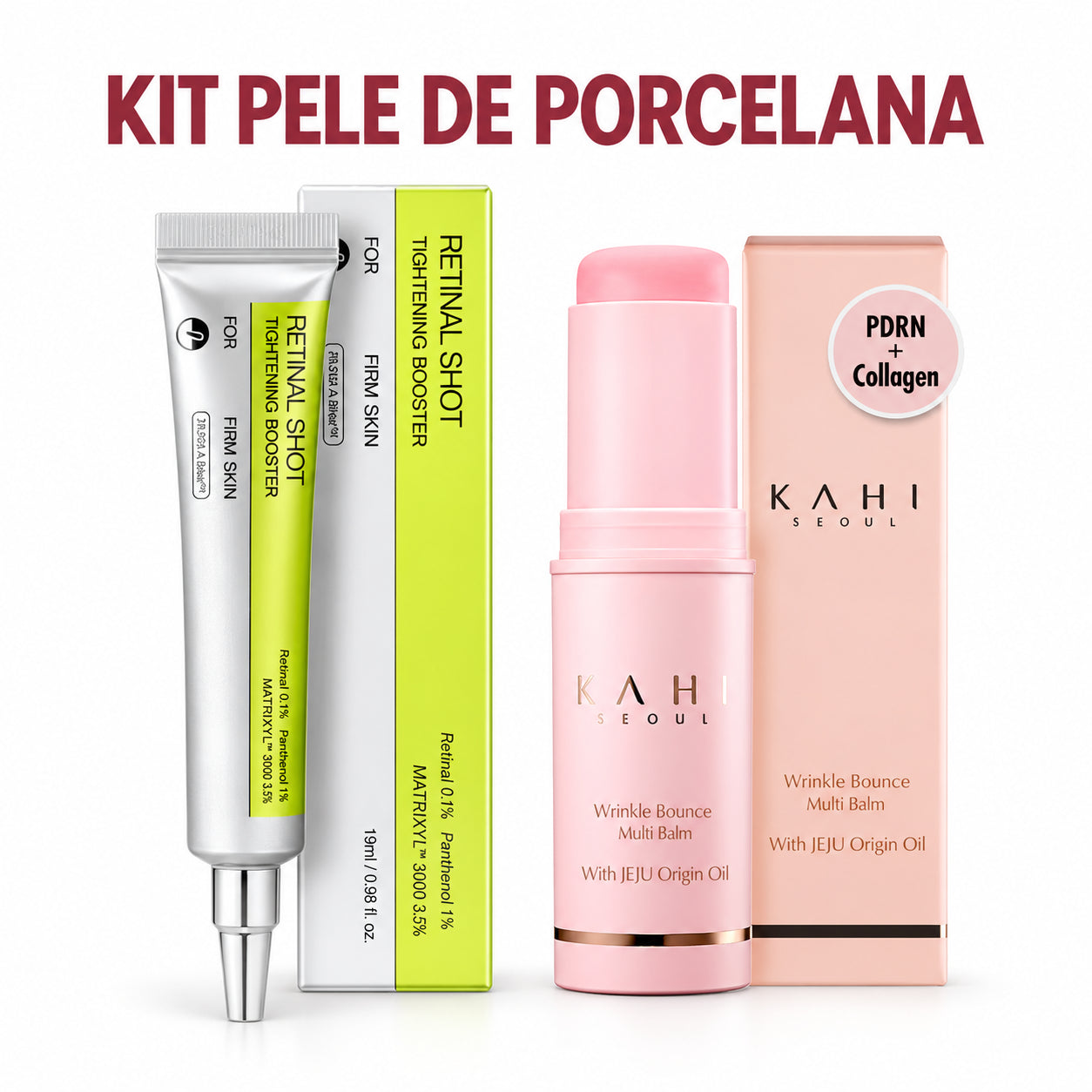 Retinal Shot + Glow Stick de Colágeno - Kit Pele de Porcelana