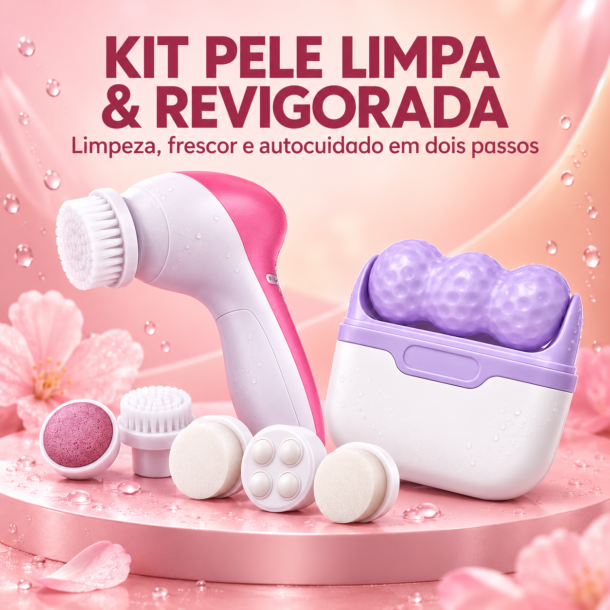 Face Clean Pro + Ice Roll 2 em 1 - Kit Pele Limpa & Revigorada