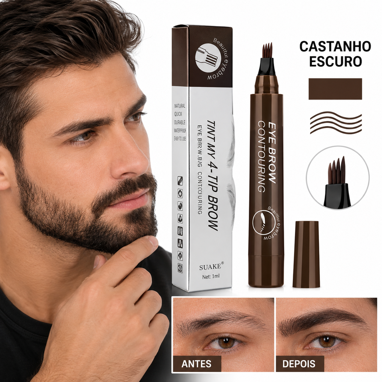 Caneta Preenchedora para Barba e Sobrancelhas Barba Magic + Escova