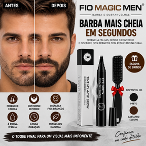 Caneta Preenchedora para Barba e Sobrancelhas Barba Magic + Escova
