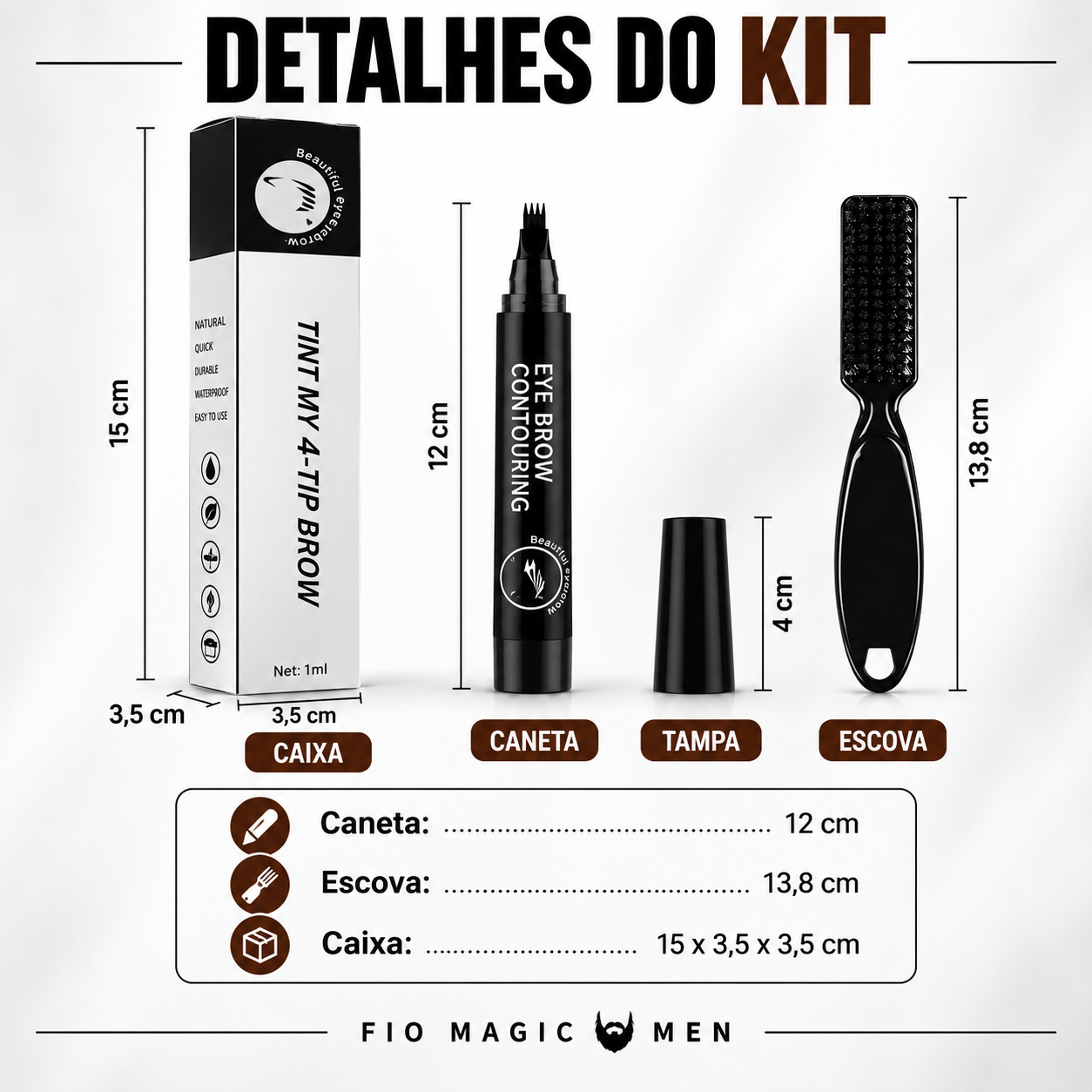 Caneta Preenchedora para Barba e Sobrancelhas Barba Magic + Escova