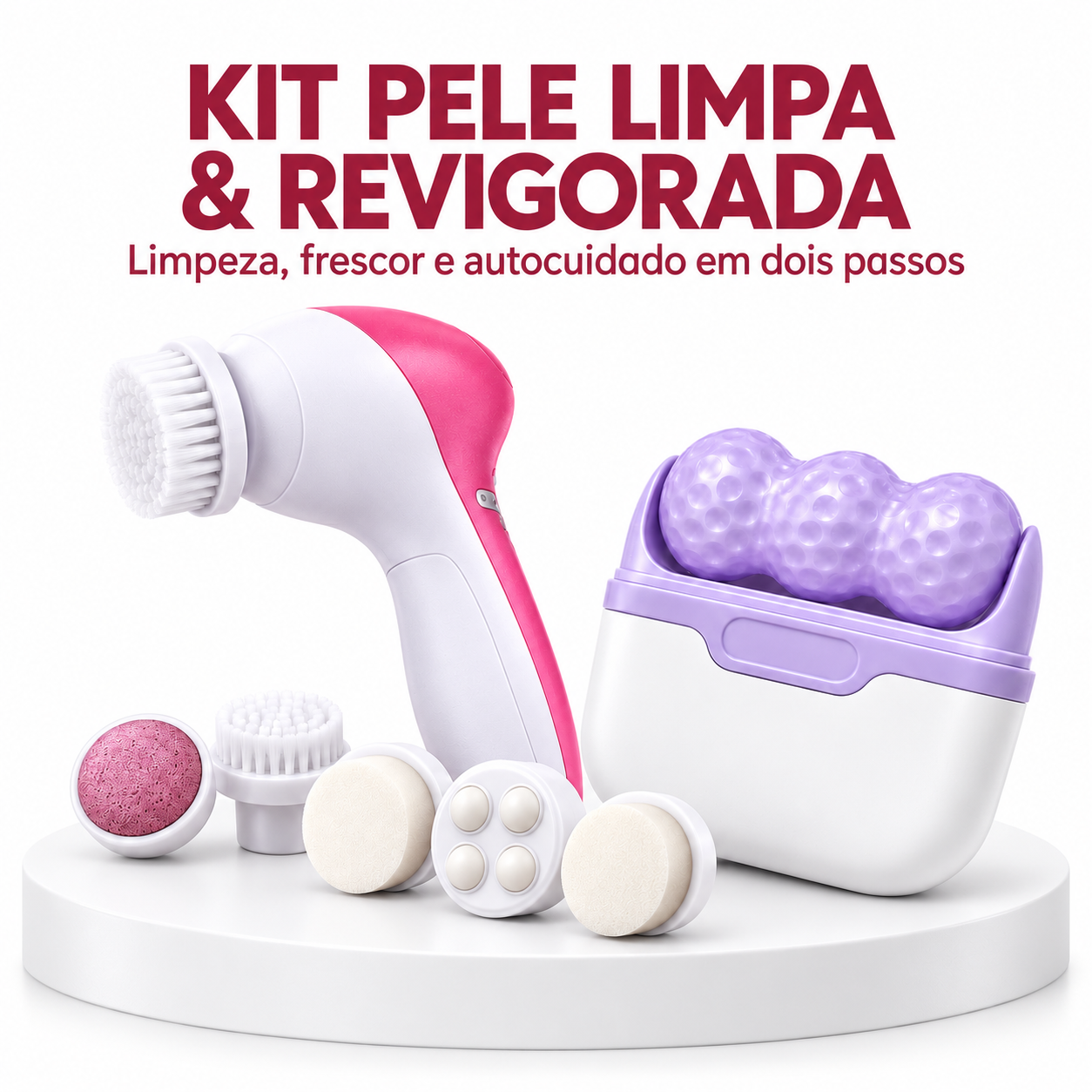 Face Clean Pro + Ice Roll 2 em 1 - Kit Pele Limpa & Revigorada