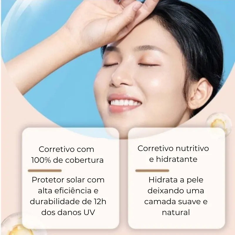 Base Stick Coreana 2 em 1 – Cobertura Perfeita 100% Natural