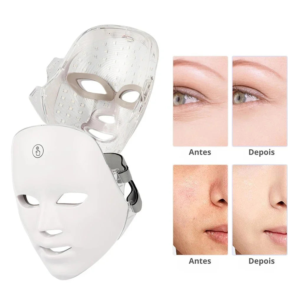 LuxDerma LED - Máscara Profissional de LED com 7 Cores que Revoluciona o Cuidado Facial.