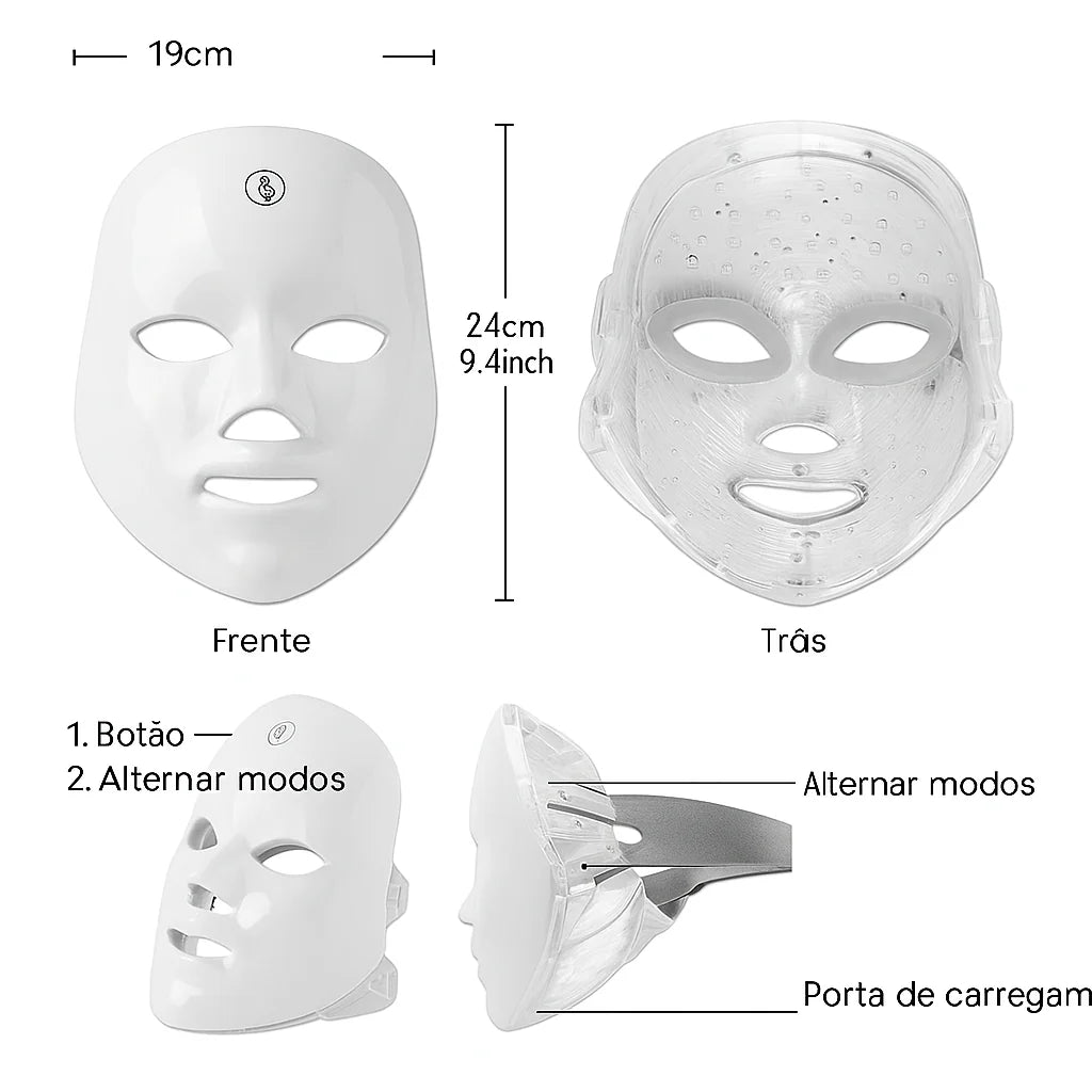 LuxDerma LED - Máscara Profissional de LED com 7 Cores que Revoluciona o Cuidado Facial.