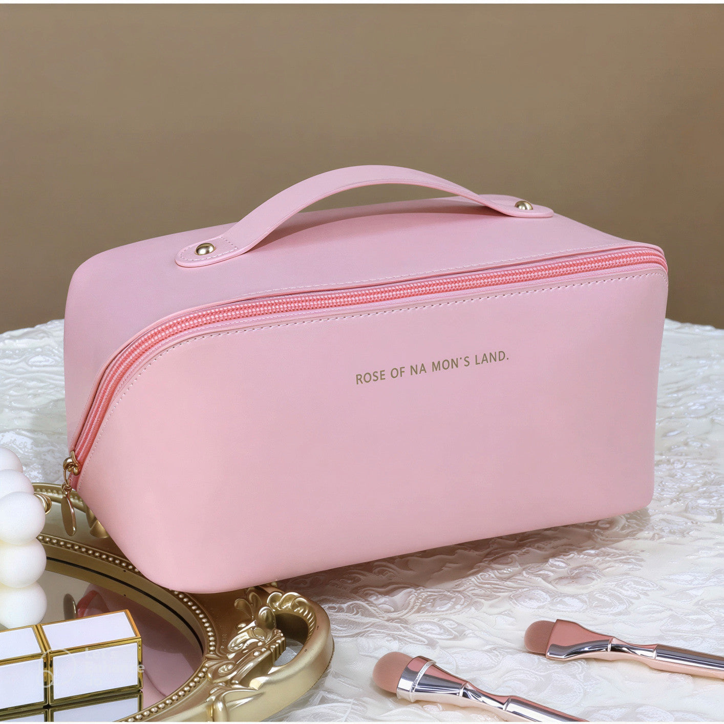 Rose Beauty – Nécessaire Feminina Porta Maquiagem e Cosméticos com Compartimentos Organizadores