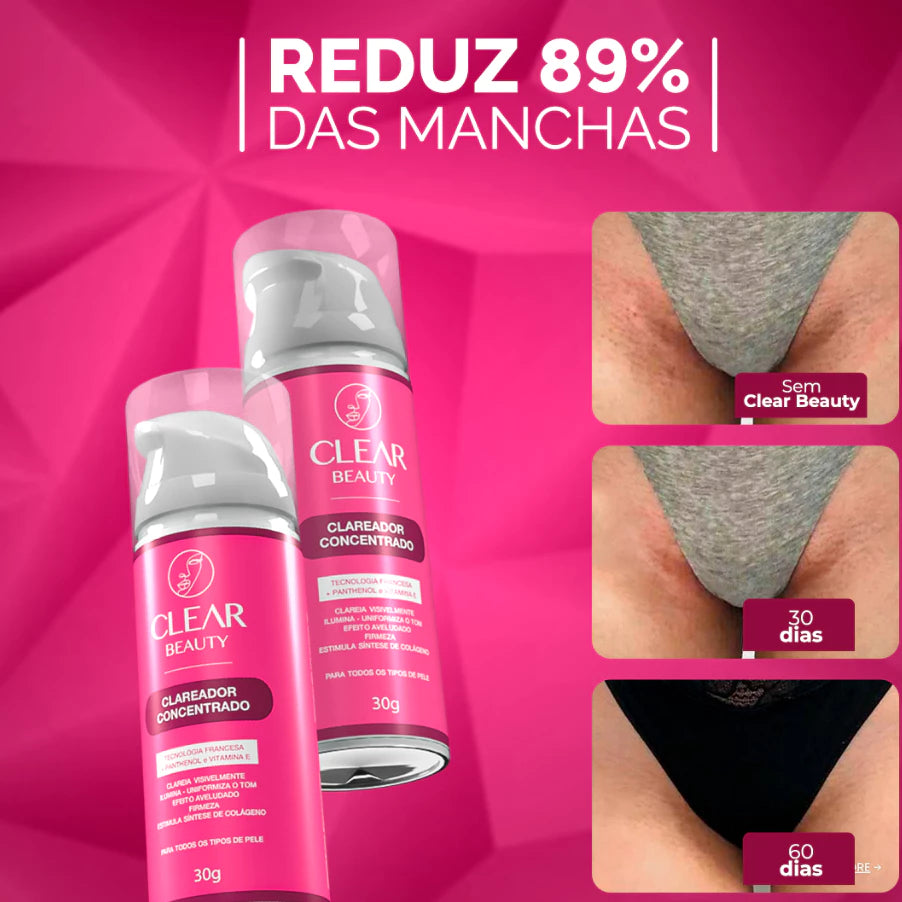 Clear Beauty 3 em 1 – Creme Clareador para Rosto, Axilas e Virilha