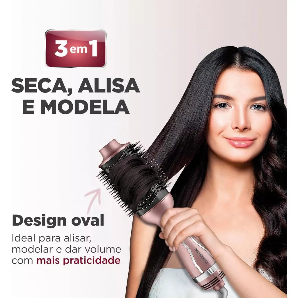 Escova Secadora Golden Rose 3 em 1