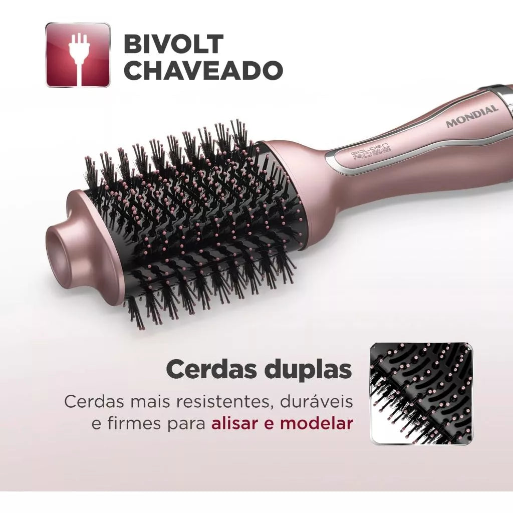 Escova Secadora Golden Rose 3 em 1