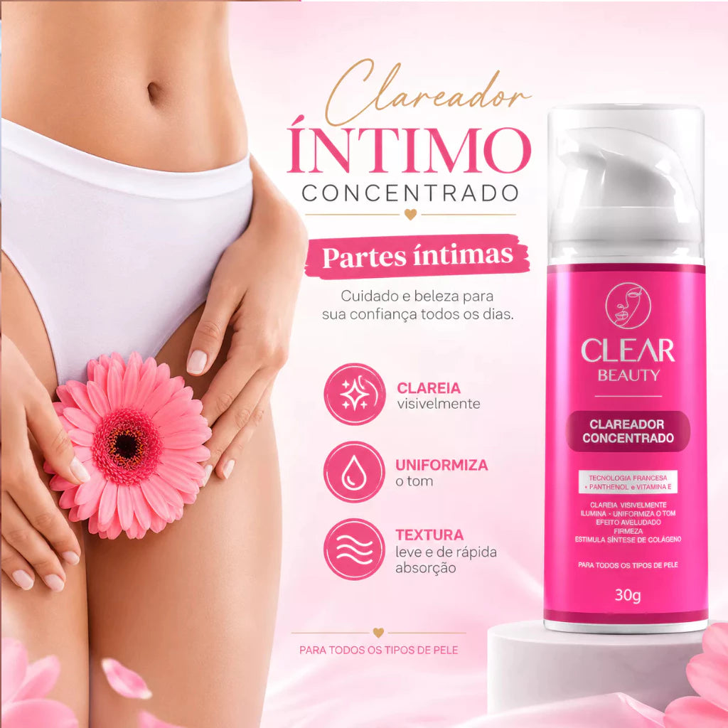 Clear Beauty 3 em 1 – Creme Clareador para Rosto, Axilas e Virilha
