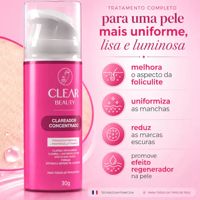 Clear Beauty 3 em 1 – Creme Clareador para Rosto, Axilas e Virilha