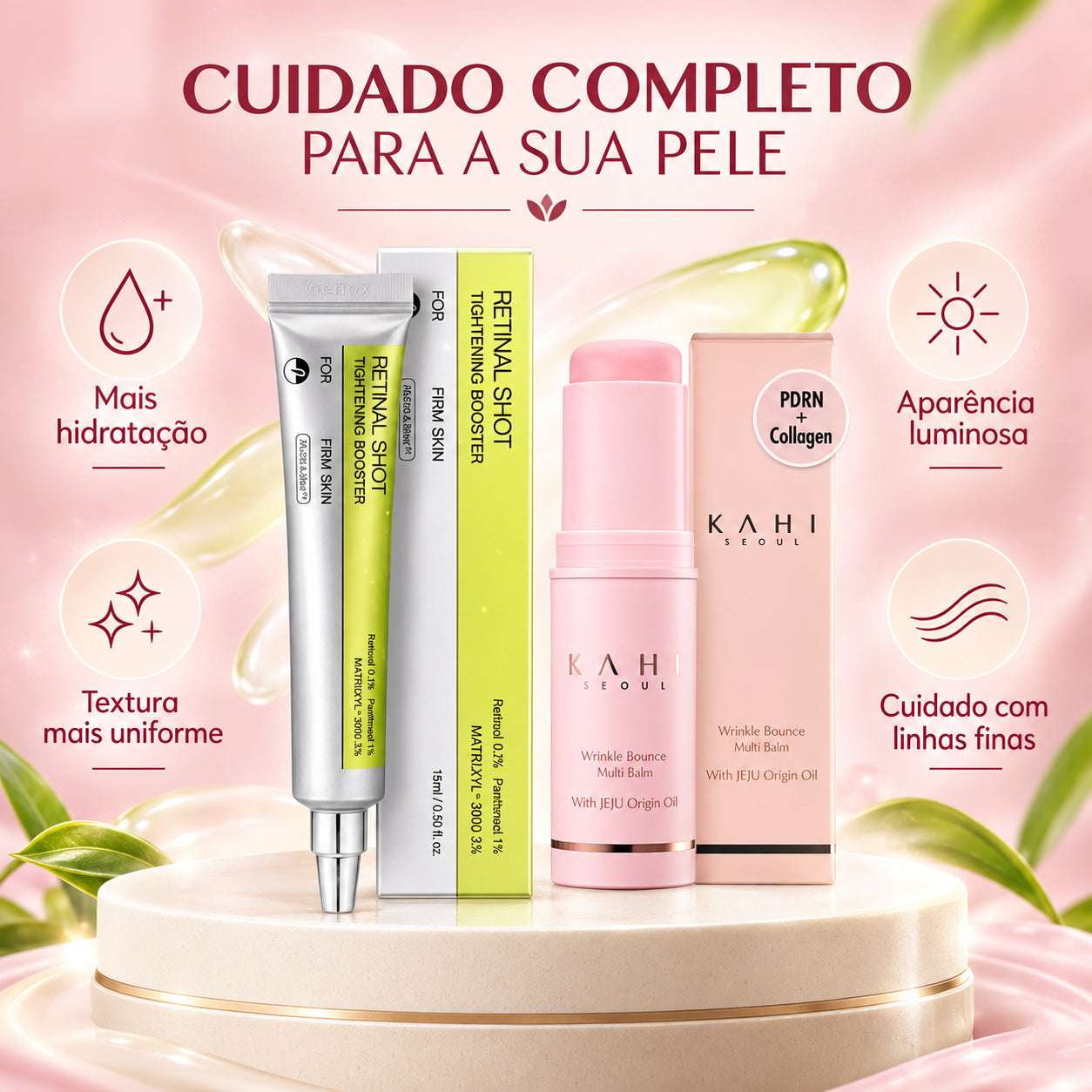 Retinal Shot + Glow Stick de Colágeno - Kit Pele de Porcelana