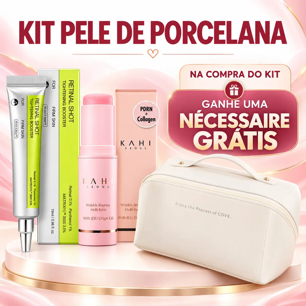 Retinal Shot + Glow Stick de Colágeno - Kit Pele de Porcelana
