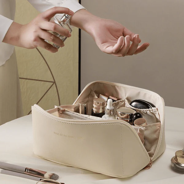 Rose Beauty – Nécessaire Feminina Porta Maquiagem e Cosméticos com Compartimentos Organizadores