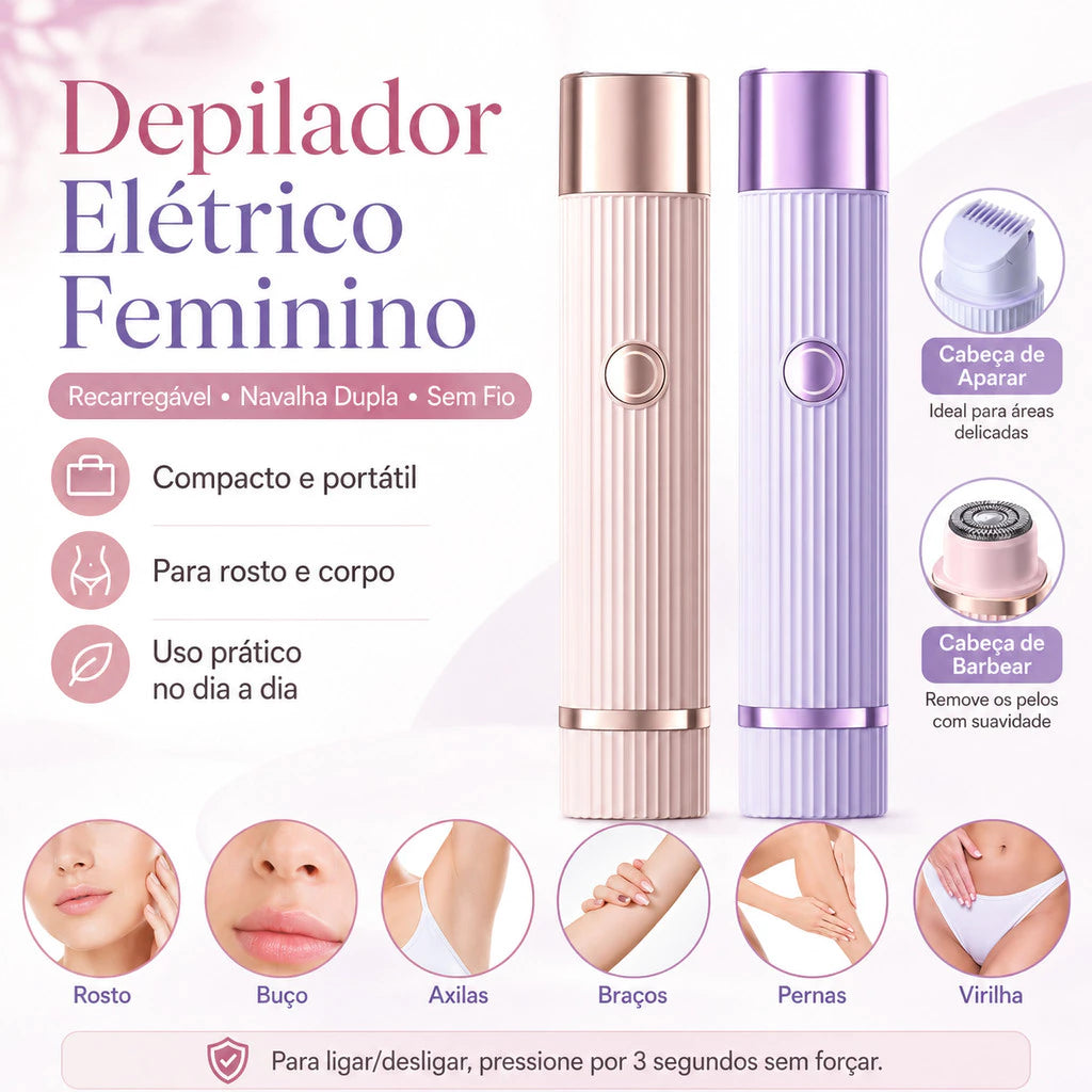 Smooth Pro 3 em 1 – Depiladora Elétrica Recarregável - À Prova D´Água