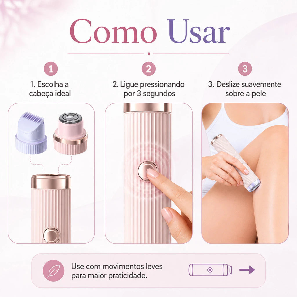Smooth Pro 3 em 1 – Depiladora Elétrica Recarregável - À Prova D´Água